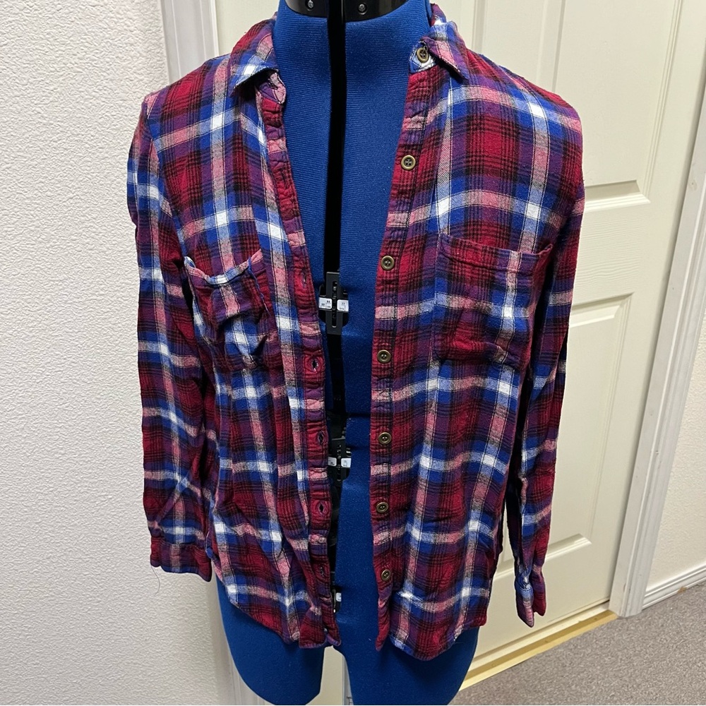 Charlotte Russe Red and Blue Plaid Button Down Shirt